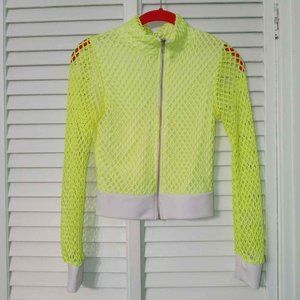 Neon mesh zip front top size xs